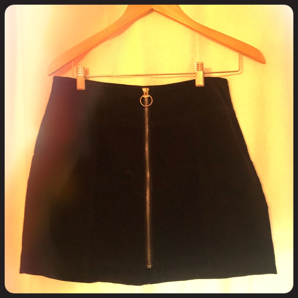 Black zip up Corduroy mini skirt